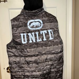 Men’s Grey Black Ecko Puffer Hooded Vest Jacket, new, authentic! XXL , 2XL
